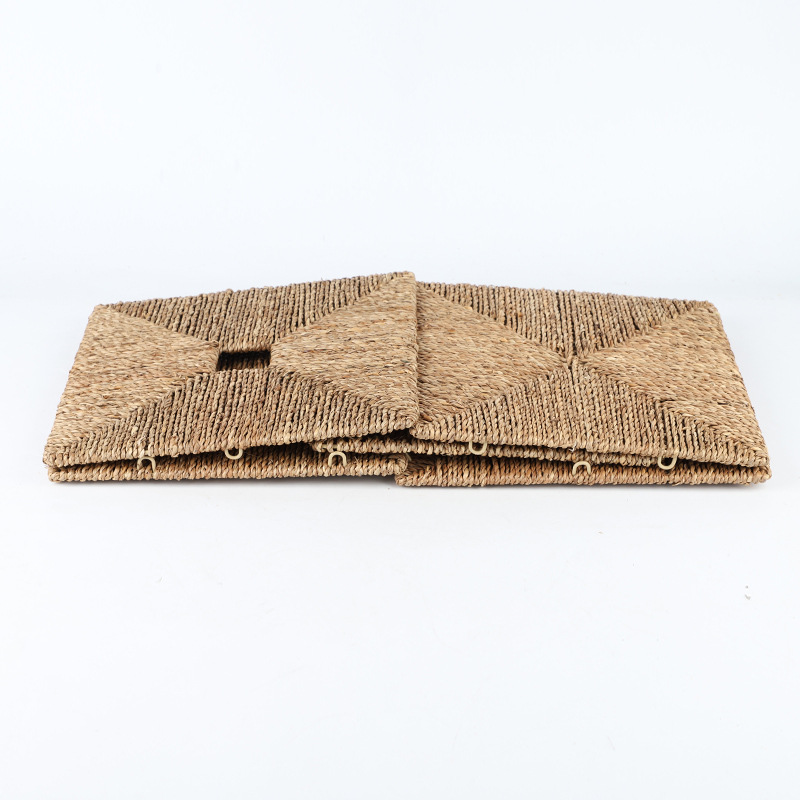 Collapsible seagrass hand-woven storage box