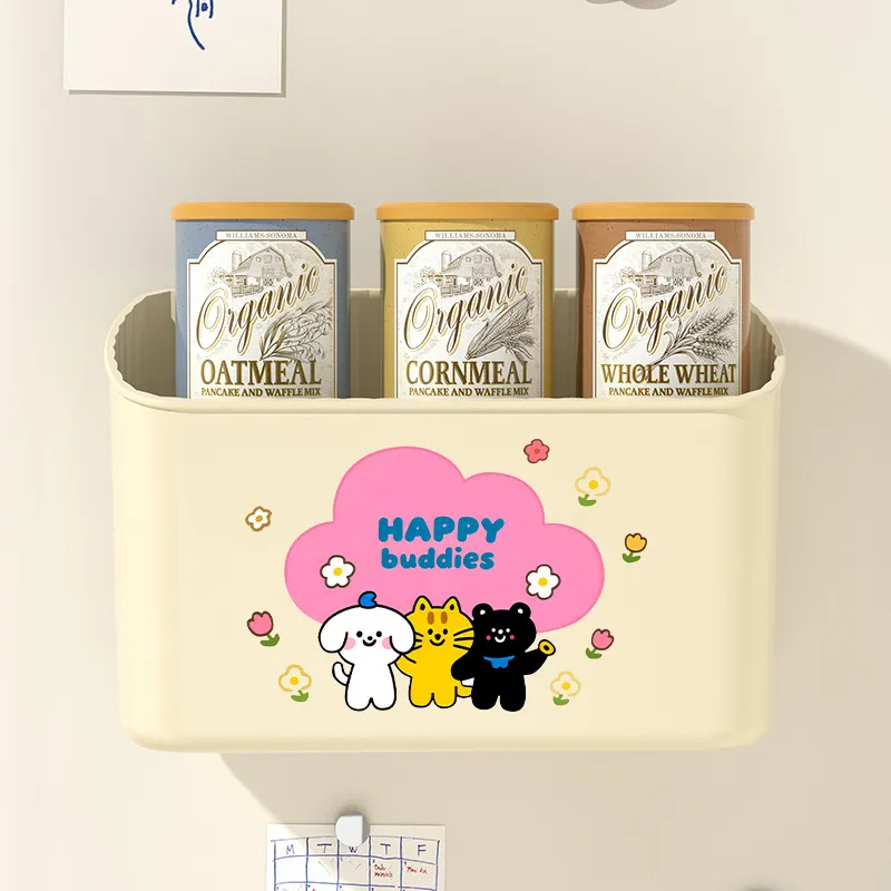 Refrigerator shelf wall-mounted drill-free kitchen supplies storage box