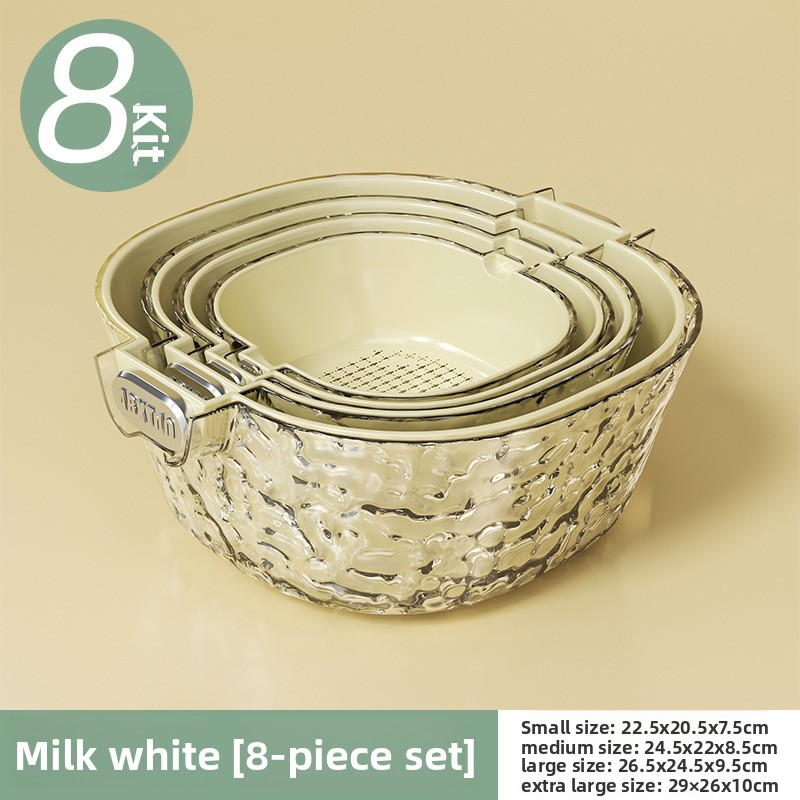 Double-layer draining basket for washing fruits and vegetables in the kitchen