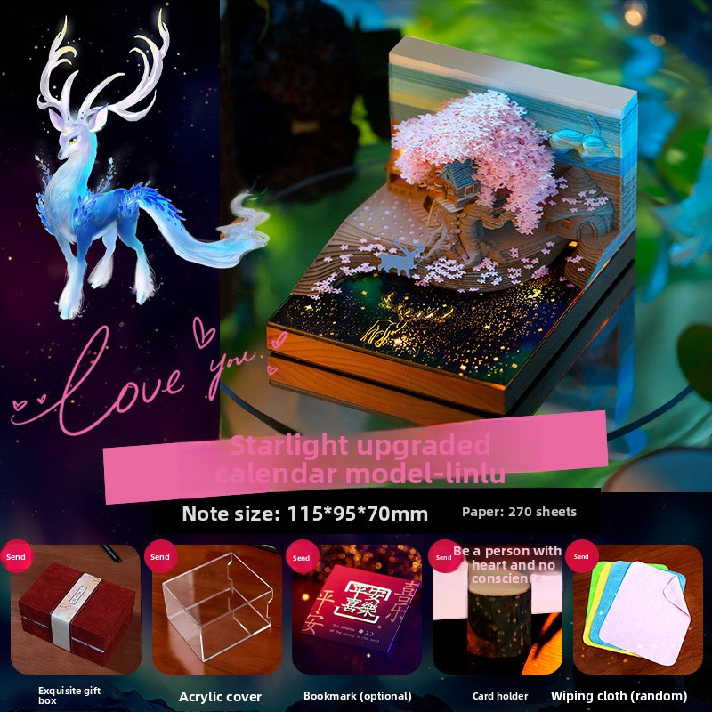 3D Stereo Sticky Note Cherry Blossom Tree Paper Carving