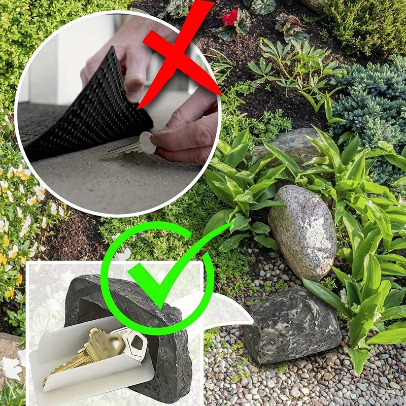 [Buy one, get three]Outdoor Courtyard Hidden Doorstep Key Box Imitation Small Stone Decoration