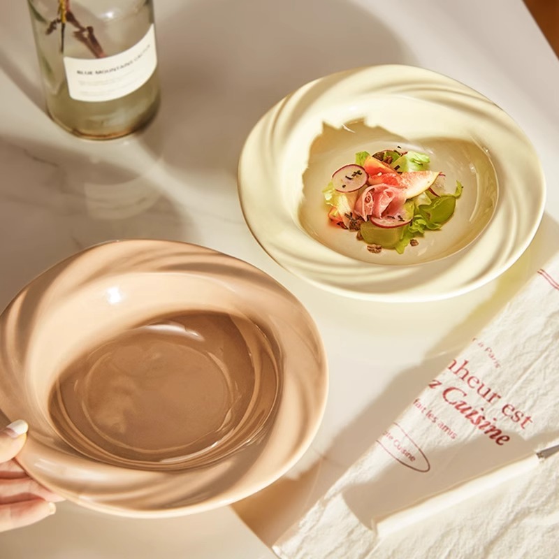 Household ceramic bowls and dishes - 8-inch fruit plate and dinner plate