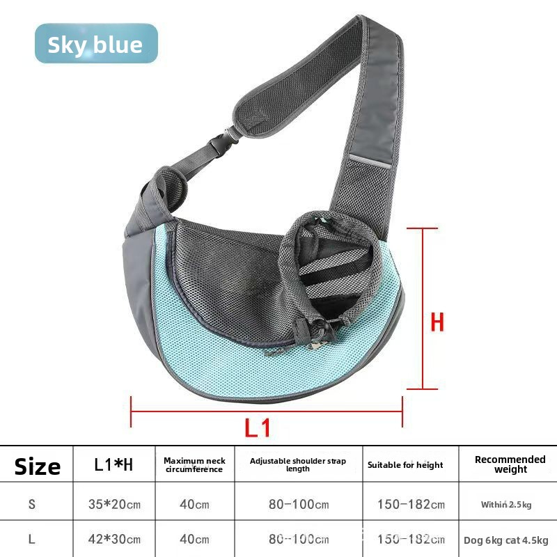 Crossbody pet bag for outdoor use, portable with breathable mesh