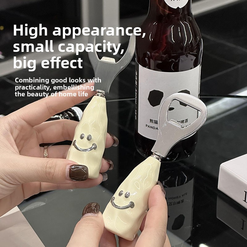 Stainless steel cute smiling face beer bottle opener