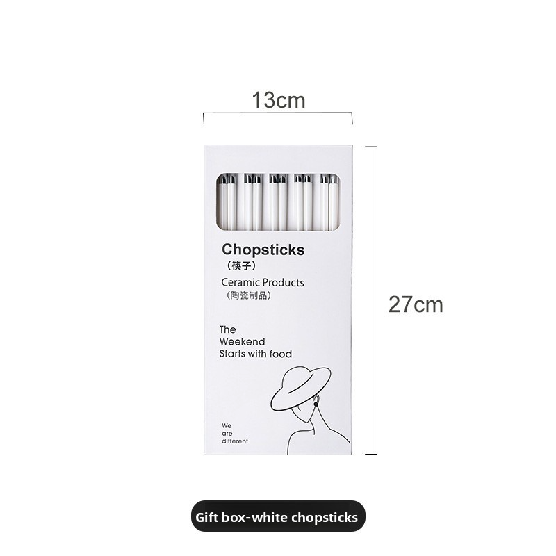 Ceramic chopsticks, 5 pairs gift box set for home use