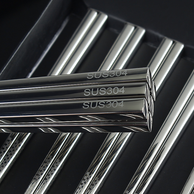 304 square stainless steel chopsticks, laser anti-slip, anti-scald and anti-rolling tableware