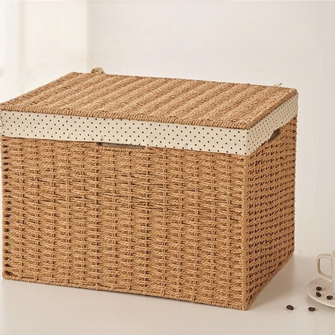Household rattan-like woven storage box with lid