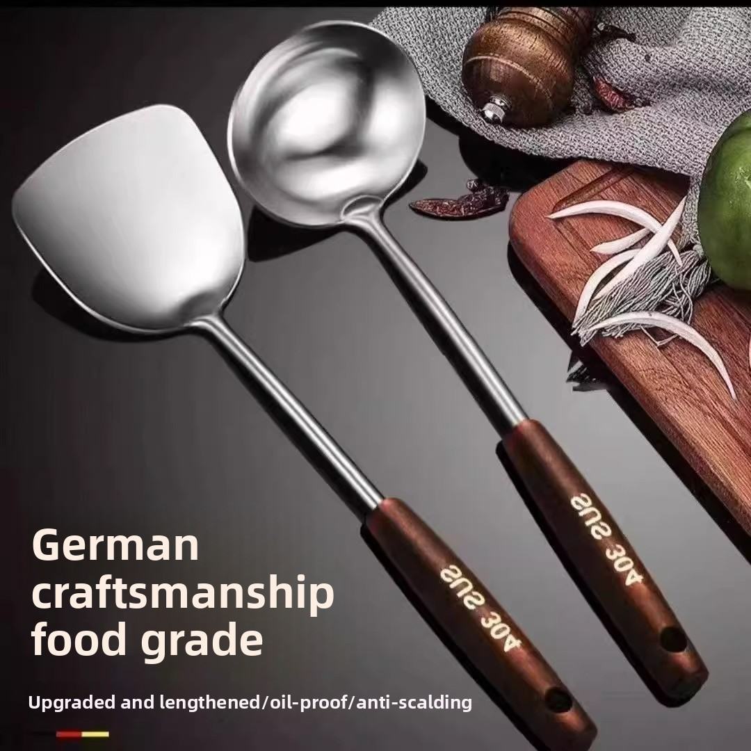 304 stainless steel household stir-fry shovel with extended handle spoon shovel