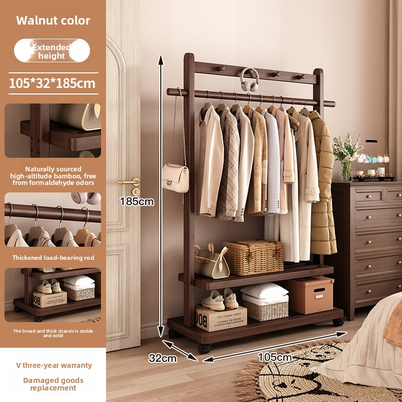 Movable floor-standing clothes rack