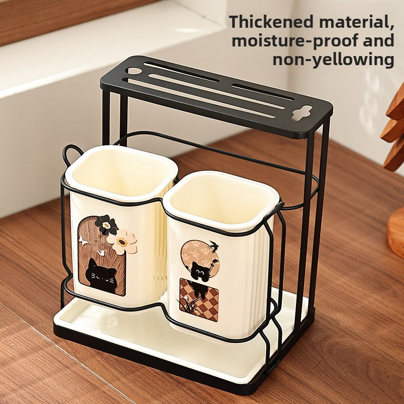 Multifunctional Countertop Chopsticks and Knife Integrated Storage and Drainage Rack