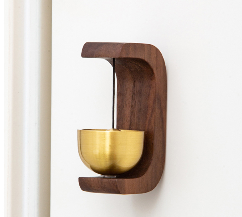 Brass bell, letter C-shaped magnetic suction hanging doorbell