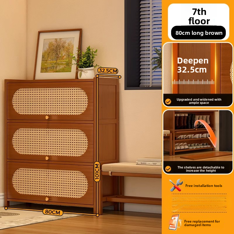 Household wooden shoe rack storage cabinet