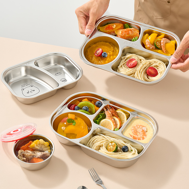 316 stainless steel fast food plate, children's baby divided plate