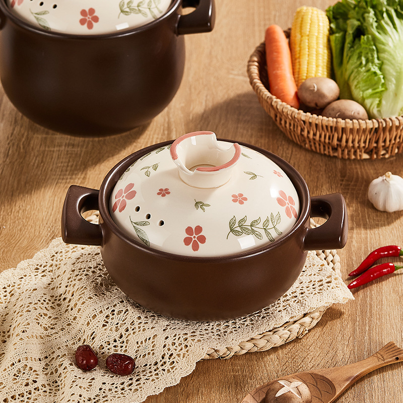Clay pot stew pot for home use, gas stove compatible, high-temperature resistant ceramic soup pot, specially designed for gas stove open flame use