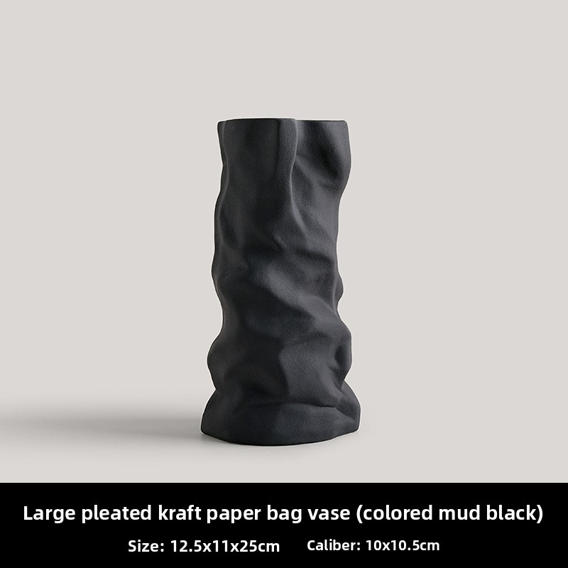 Black and white pleated vase decoration