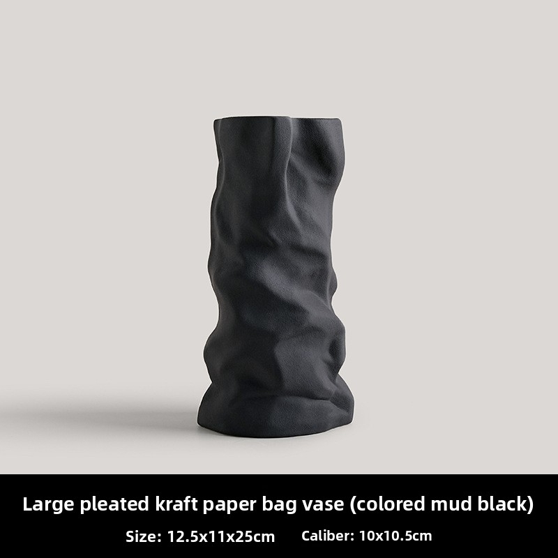 Black and white pleated vase decoration
