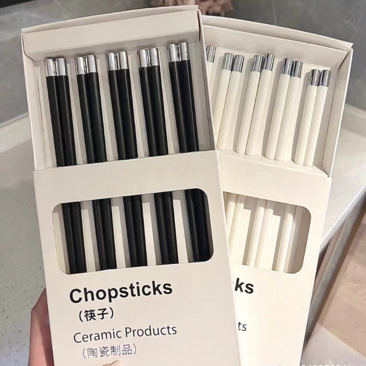 Ceramic chopsticks, 5 pairs gift box set for home use