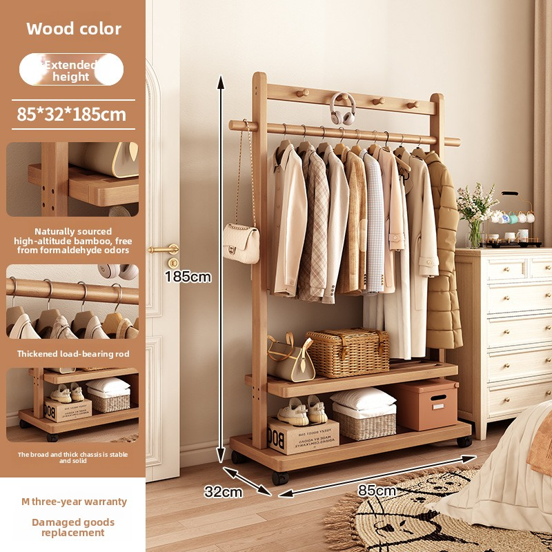 Movable floor-standing clothes rack