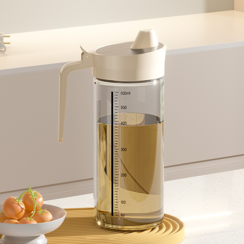 Household large-capacity leak-proof glass oil bottle