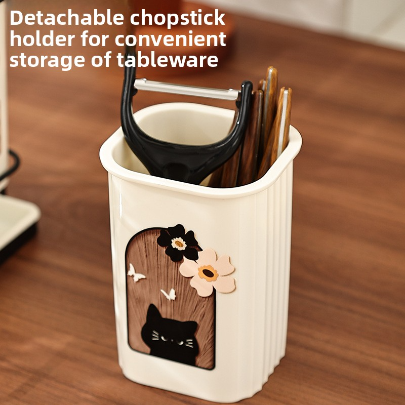 Multifunctional Countertop Chopsticks and Knife Integrated Storage and Drainage Rack