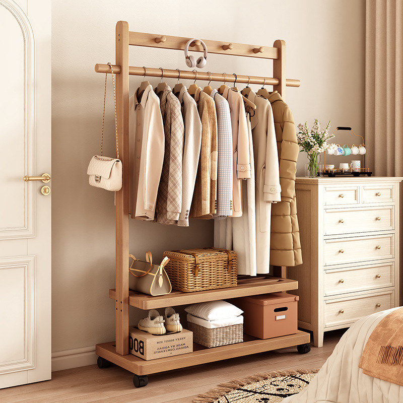 Movable floor-standing clothes rack