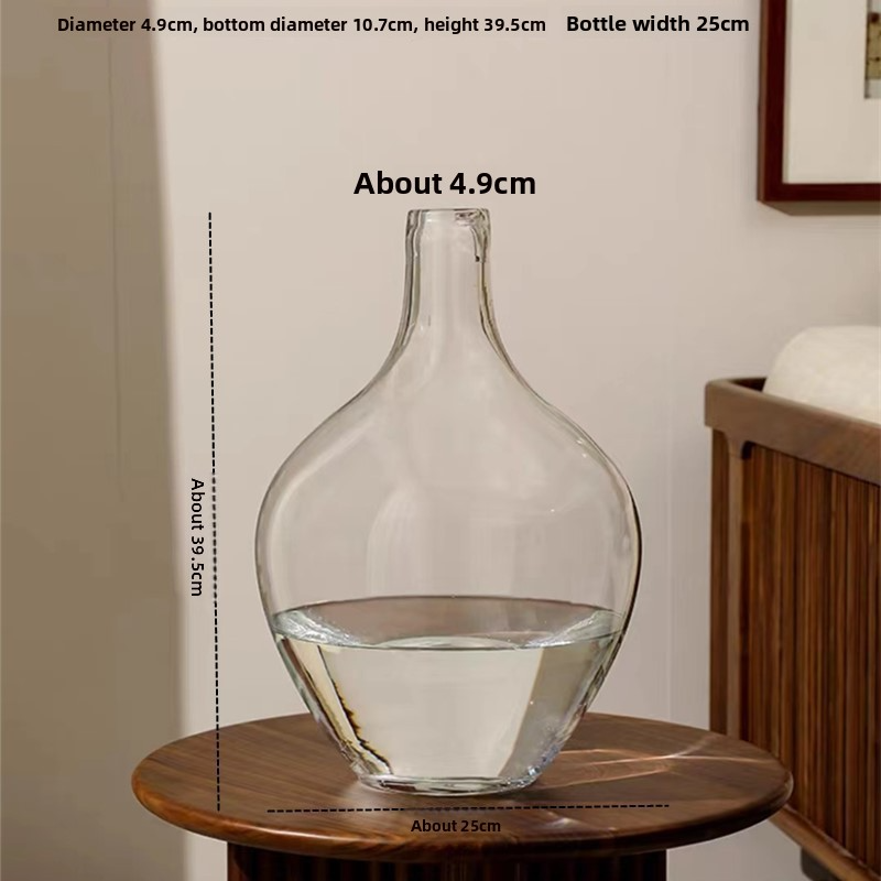 Large-bellied transparent glass vase