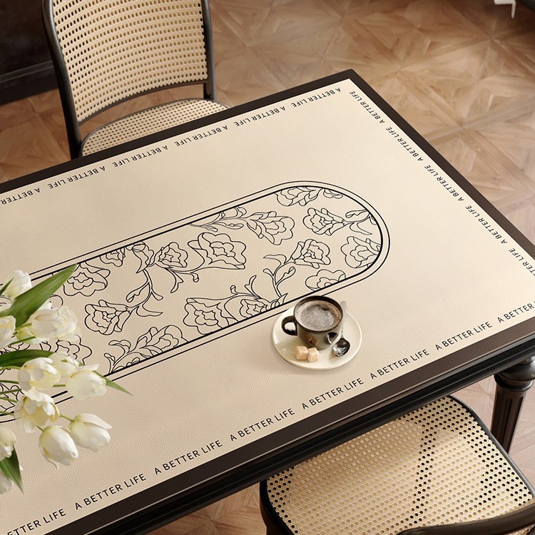 Dining table mat and tablecloth: waterproof, oil-proof, heat-resistant, wash-free, coffee table surface protector