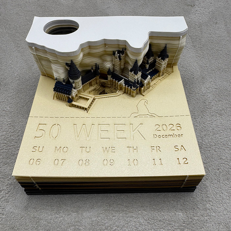 3D three-dimensional sticky note paper carving calendar Harry Potter