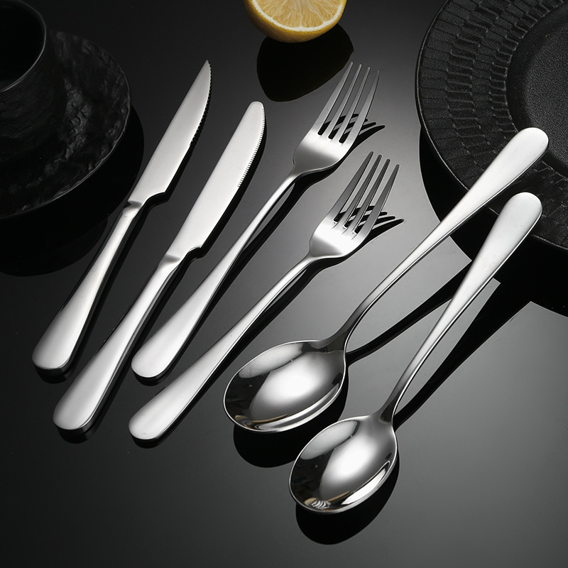 Stainless steel thickened knife, fork and spoon tableware