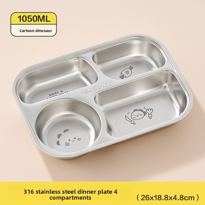 316 stainless steel fast food plate, children's baby divided plate