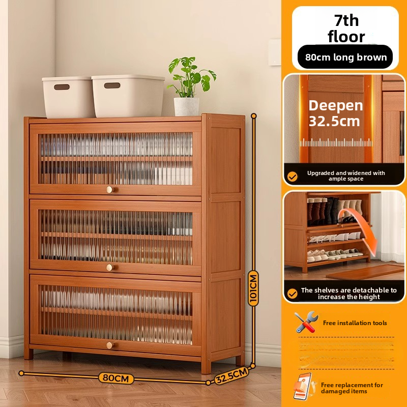 Household wooden shoe rack storage cabinet