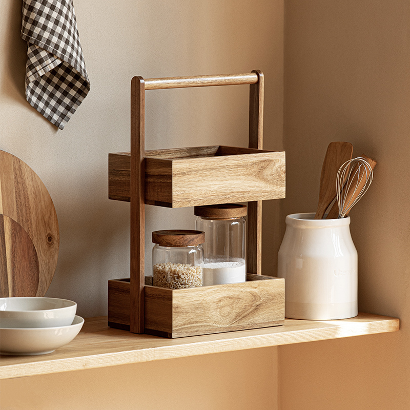 Double-layer solid wood shelf