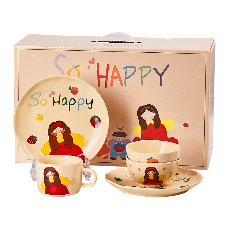 Cute ceramic bowl parent-child household set