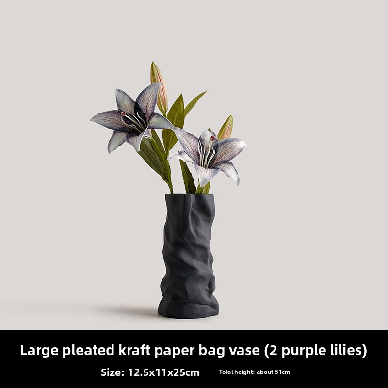 Black and white pleated vase decoration