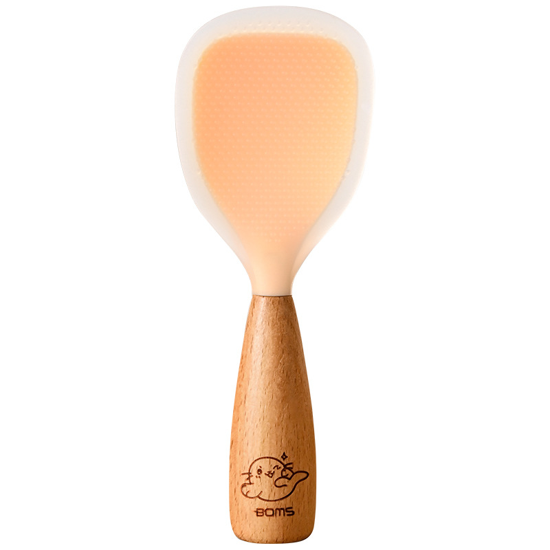 Food-grade silicone wooden handle rice spoon, non-stick rice cooker