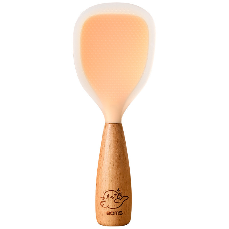 Food-grade silicone wooden handle rice spoon, non-stick rice cooker