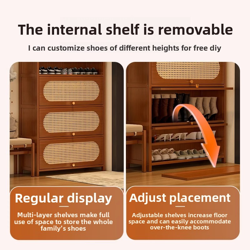 Household wooden shoe rack storage cabinet