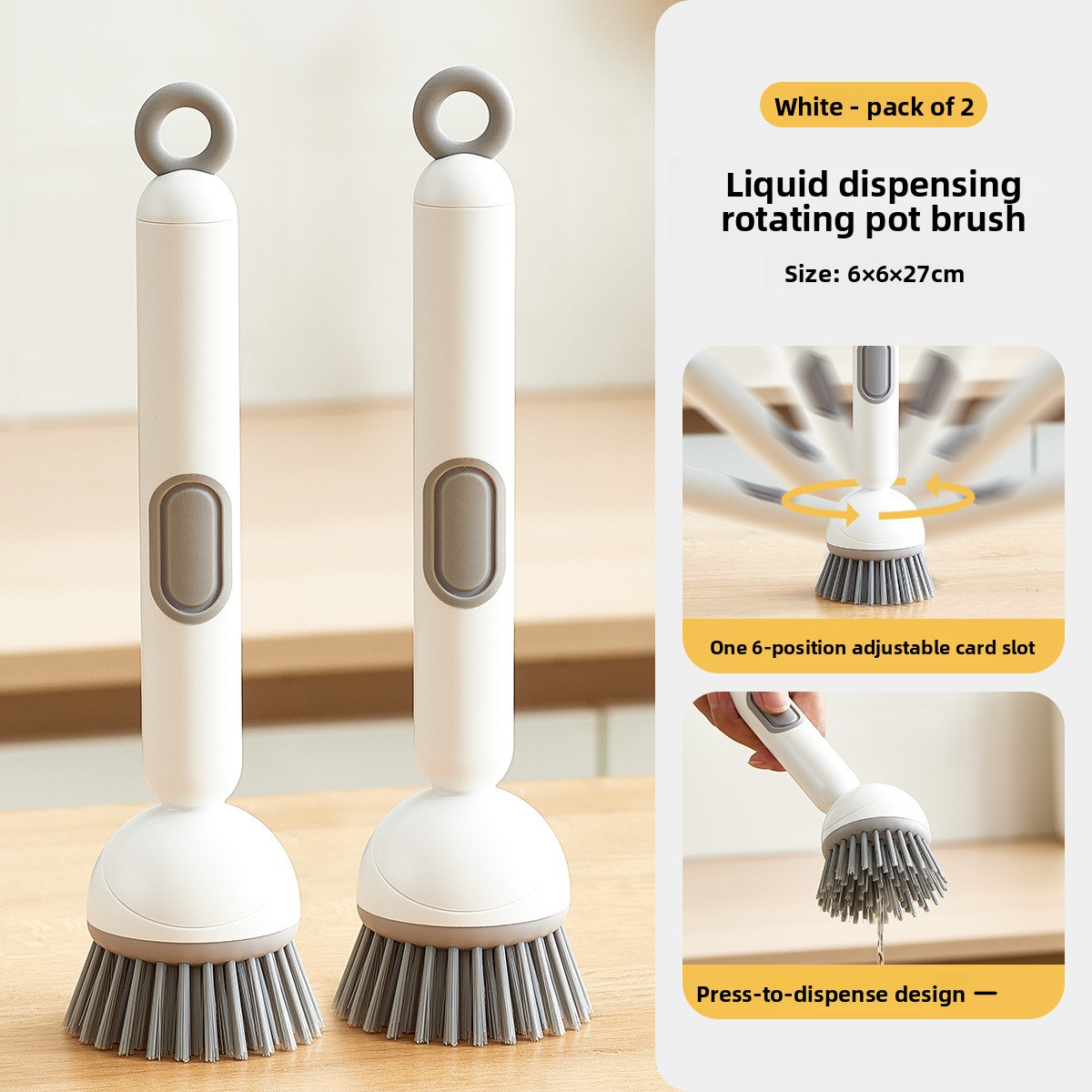 Long-handled brush specially for kitchen, oil-resistant, pot-friendly, multi-functional cleaning brush