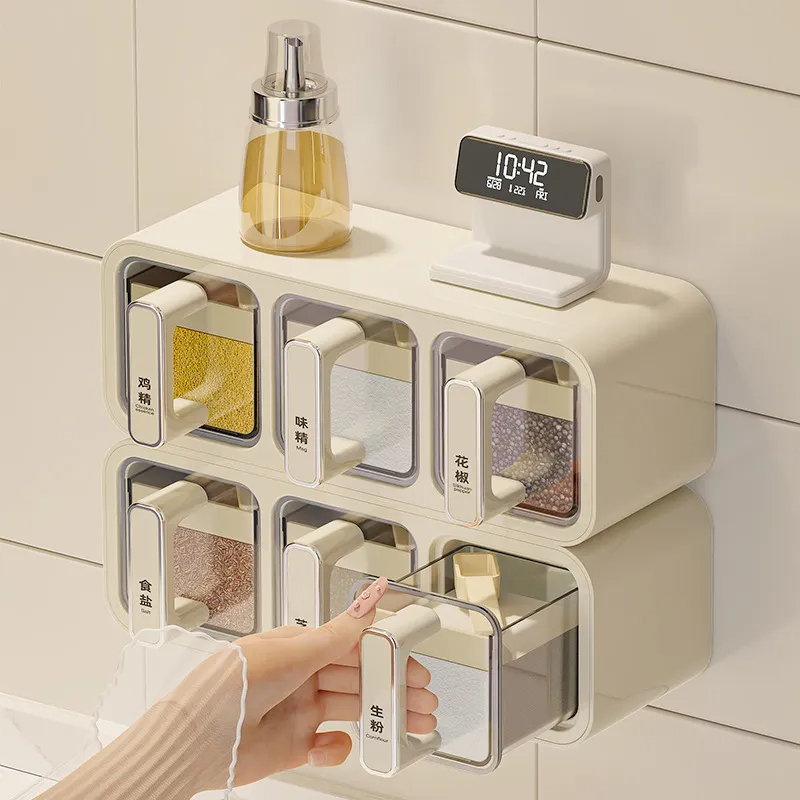 High-end household wall-mounted condiment storage set, which can store seasonings such as salt and monosodium glutamate