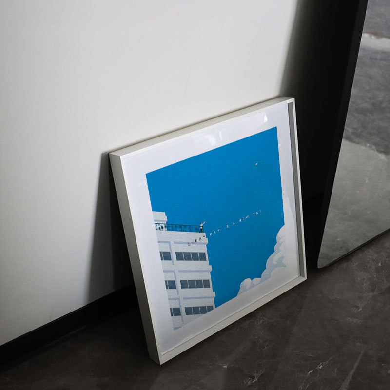 Minimalist red architectural art painting