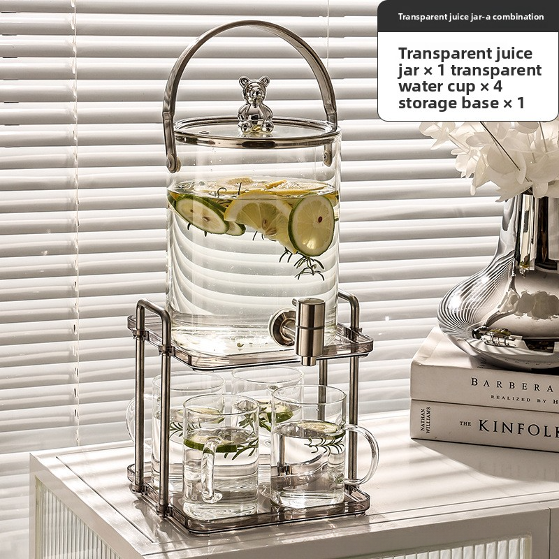 Glass cold water jug with faucet bucket set