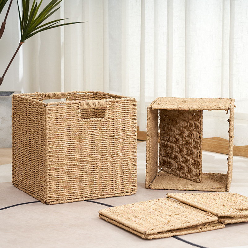 Collapsible clothing and toy rattan-like storage boxes