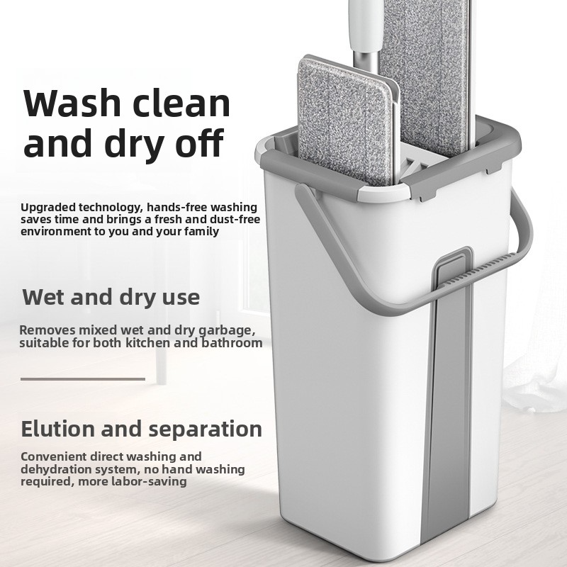 Hands-free large-sized household flat mop