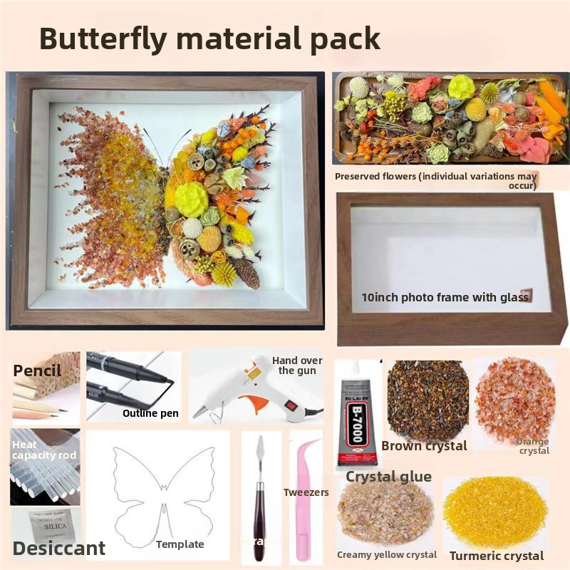 Creative Rose Plant Material Kit, Crystal Preserved Flower Butterfly Set DIY Materials