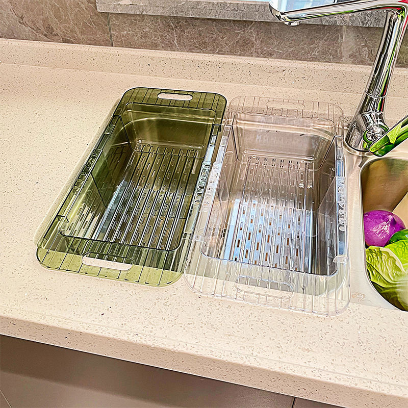 Kitchen retractable draining rack, sink draining basket