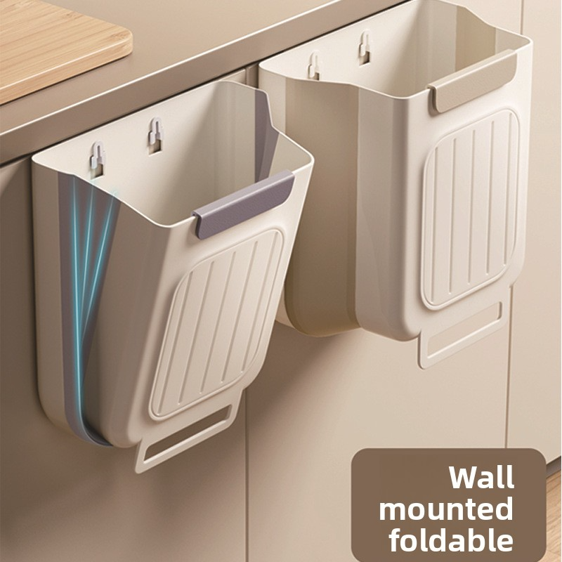 Collapsible hanging household kitchen trash can