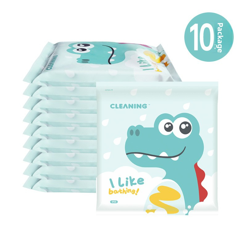 Individually wrapped cartoon disposable bath towels