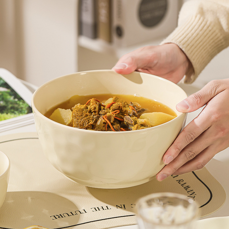 8-inch large household soup bowl, large ceramic instant noodle bowl