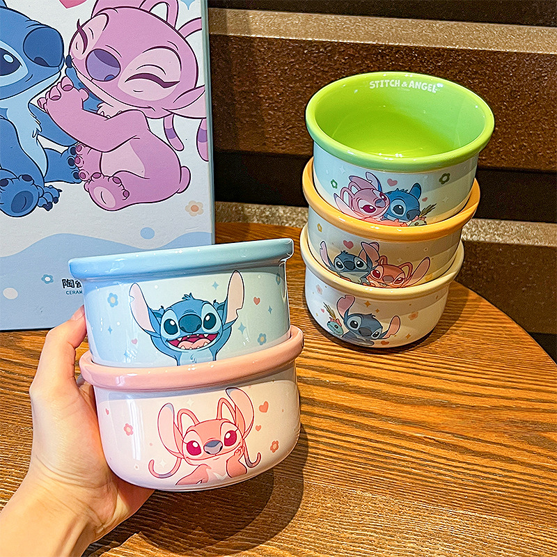 Stitch ceramic bowl, household rice bowl, underglaze color tableware