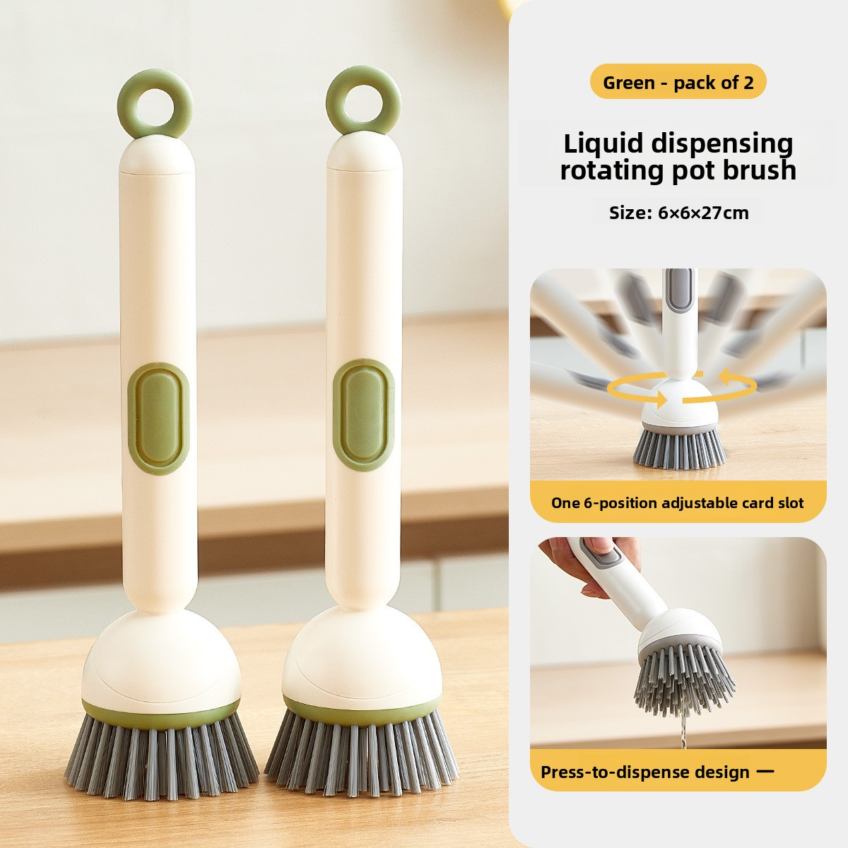 Long-handled brush specially for kitchen, oil-resistant, pot-friendly, multi-functional cleaning brush